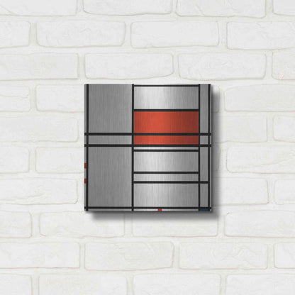 Luxe Metal Art 'Composition of Red and White; No. 1, Composition No. 4 with Red and Blue, 1938–42' by Piet Mondrian, Metal Wall Art,12x12