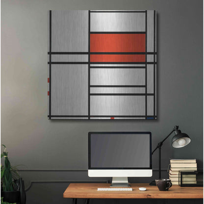 Luxe Metal Art 'Composition of Red and White; No. 1, Composition No. 4 with Red and Blue, 1938–42' by Piet Mondrian, Metal Wall Art,36x36