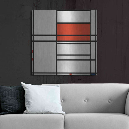 Luxe Metal Art 'Composition of Red and White; No. 1, Composition No. 4 with Red and Blue, 1938–42' by Piet Mondrian, Metal Wall Art,36x36