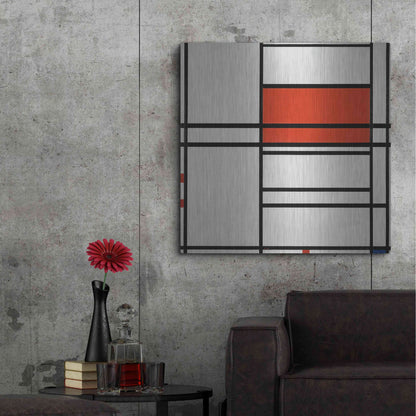 Luxe Metal Art 'Composition of Red and White; No. 1, Composition No. 4 with Red and Blue, 1938–42' by Piet Mondrian, Metal Wall Art,36x36