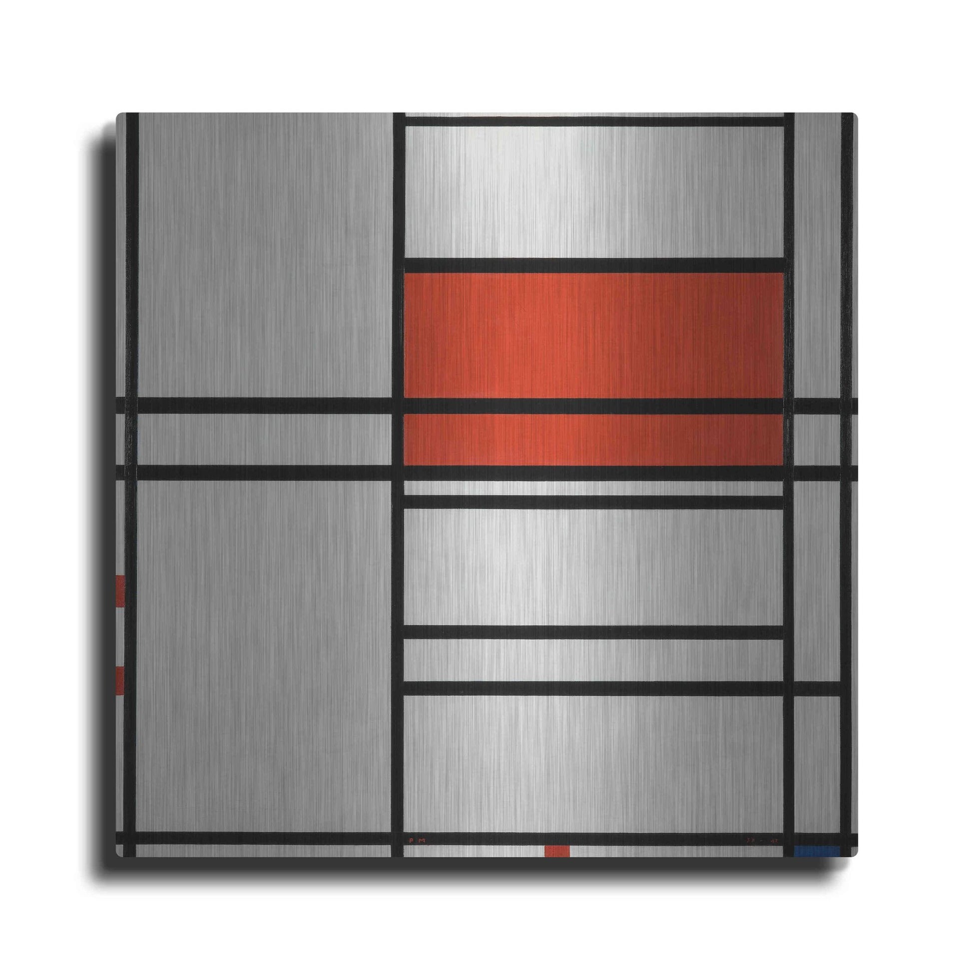 Luxe Metal Art 'Composition of Red and White; No. 1, Composition No. 4 with Red and Blue, 1938–42' by Piet Mondrian, Metal Wall Art