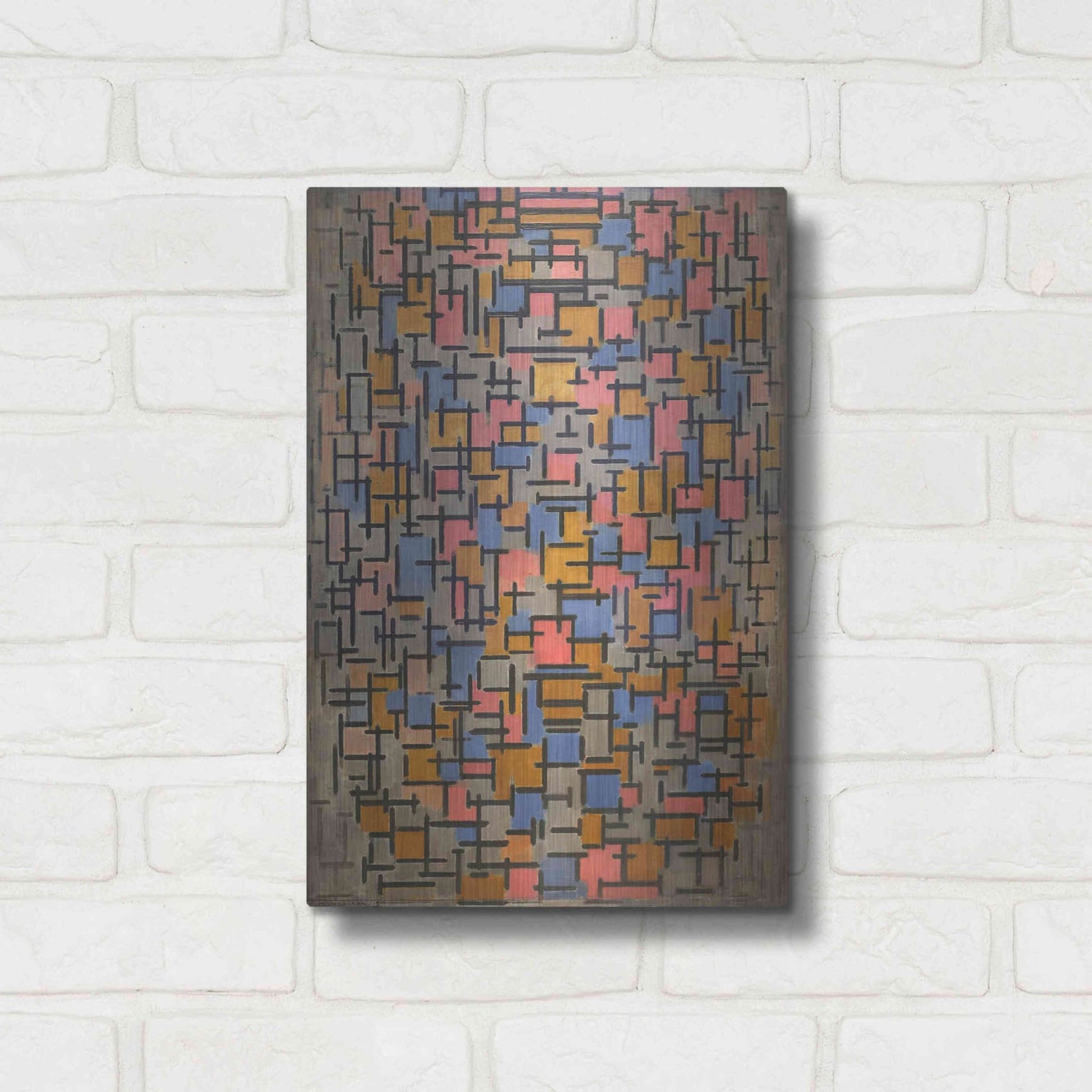 Luxe Metal Art 'Composizione, 1916' by Piet Mondrian, Metal Wall Art,12x16