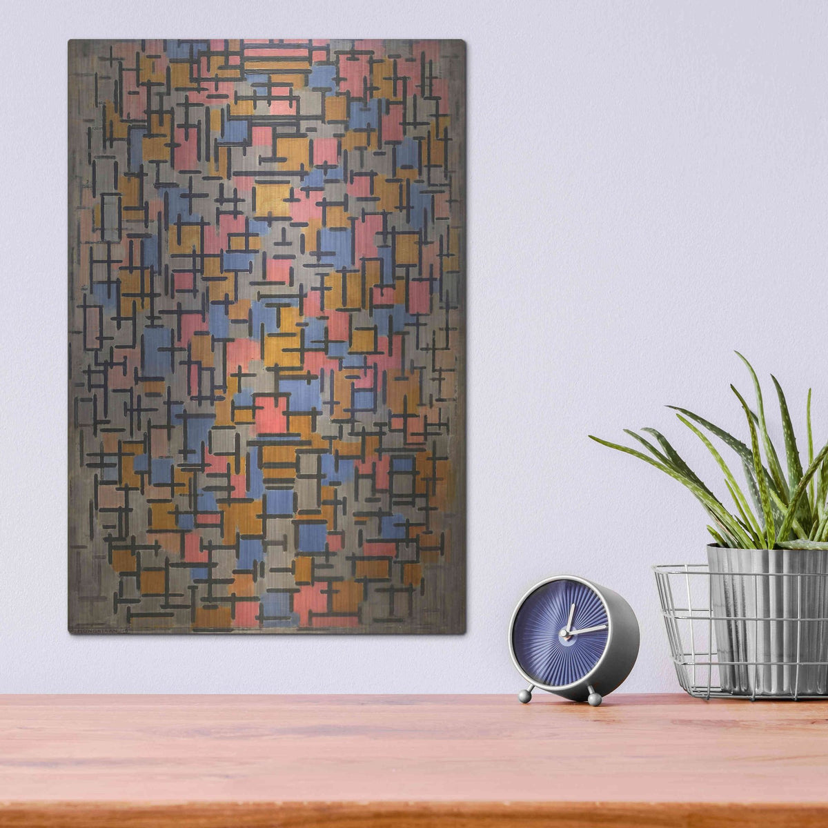 Luxe Metal Art 'Composizione, 1916' by Piet Mondrian, Metal Wall Art,12x16