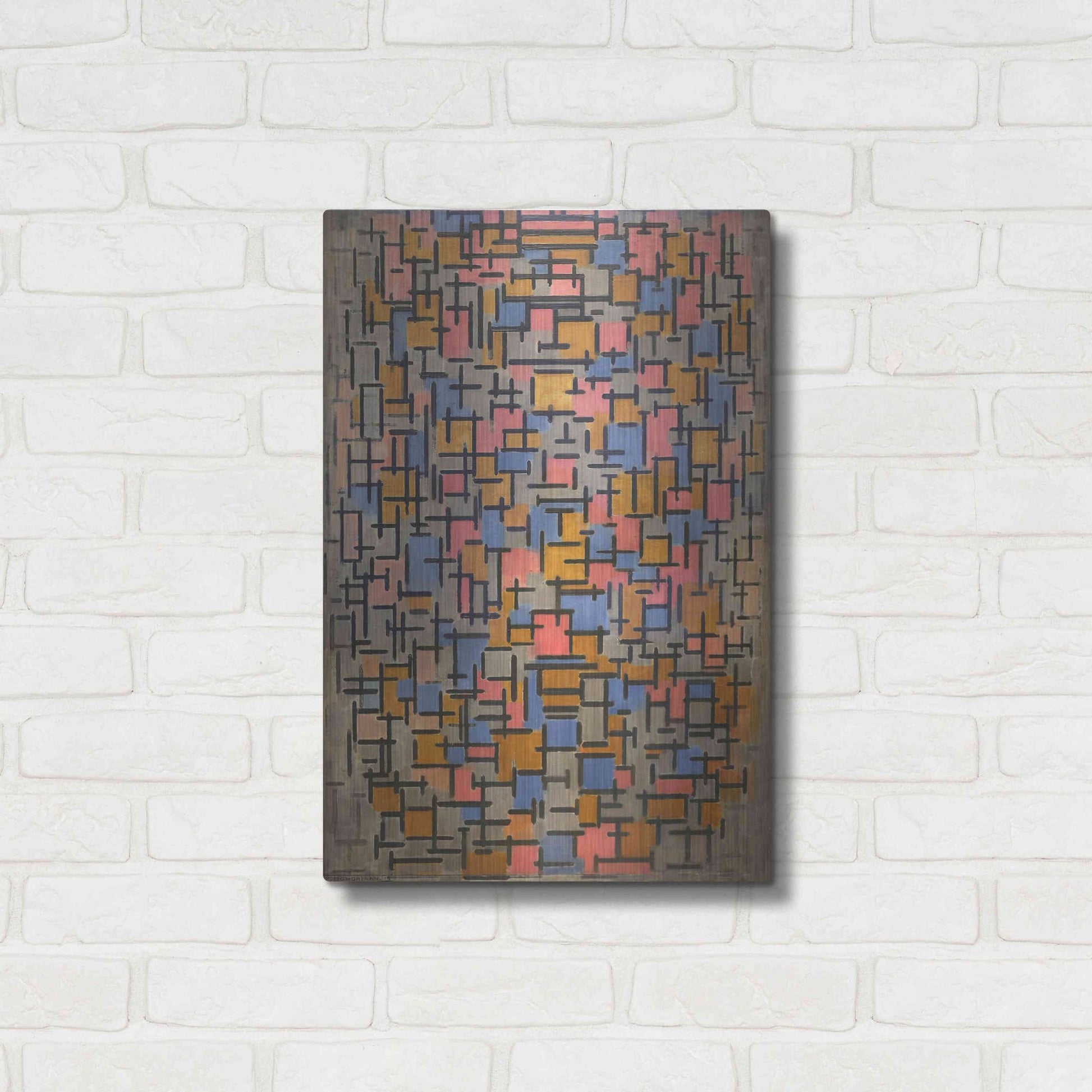 Luxe Metal Art 'Composizione, 1916' by Piet Mondrian, Metal Wall Art,16x24