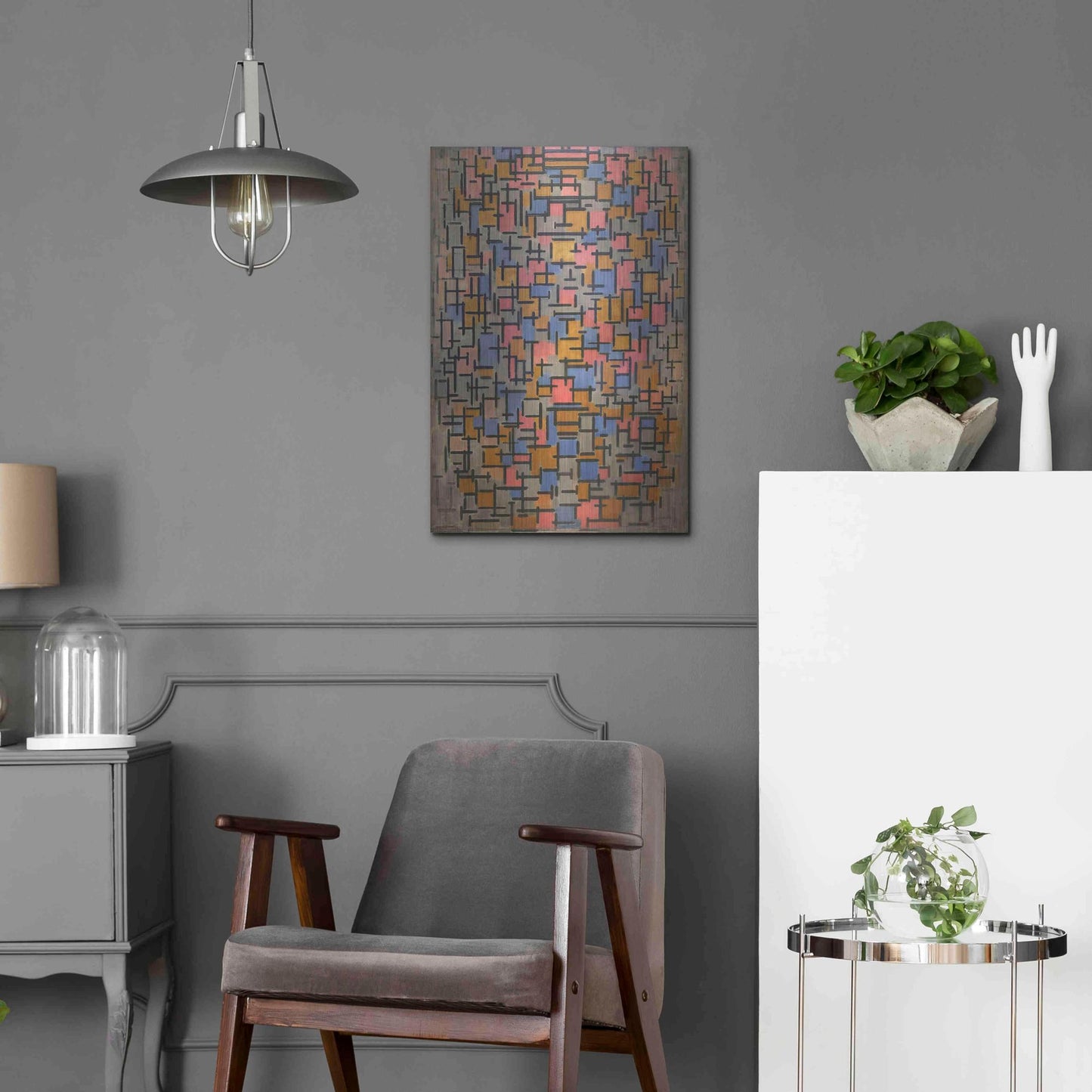 Luxe Metal Art 'Composizione, 1916' by Piet Mondrian, Metal Wall Art,16x24