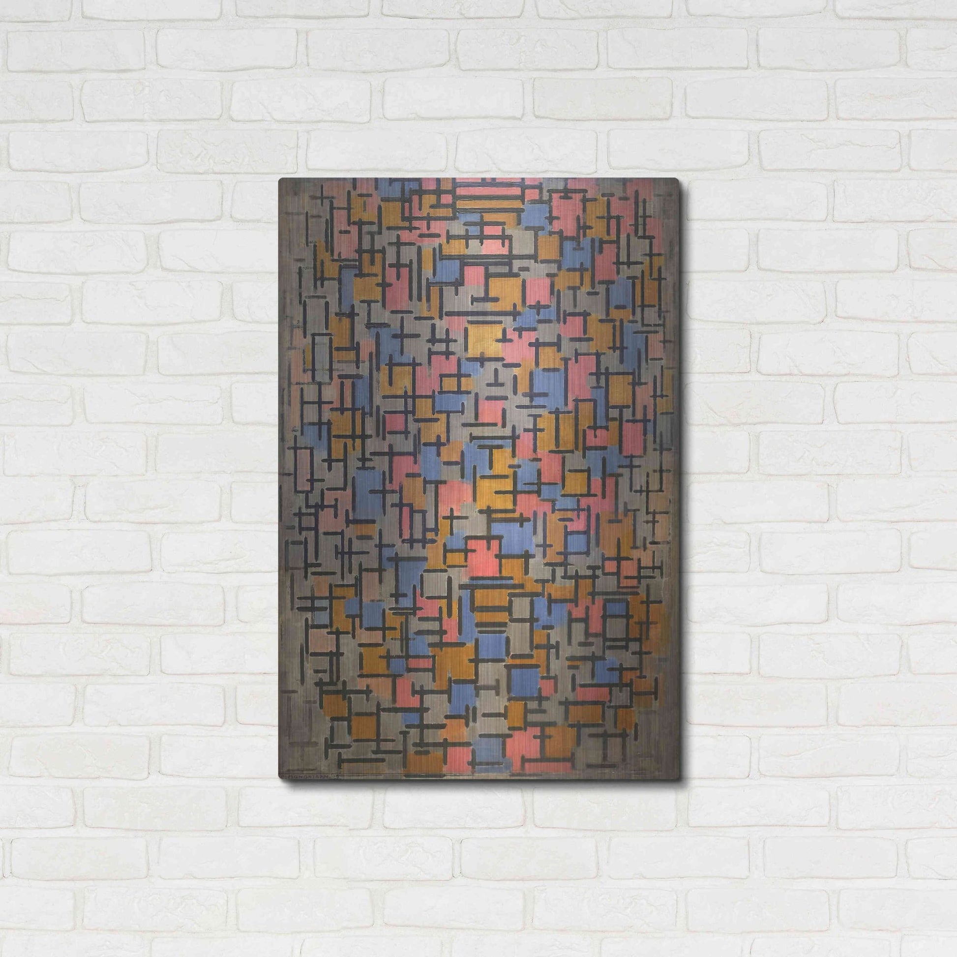 Luxe Metal Art 'Composizione, 1916' by Piet Mondrian, Metal Wall Art,24x36