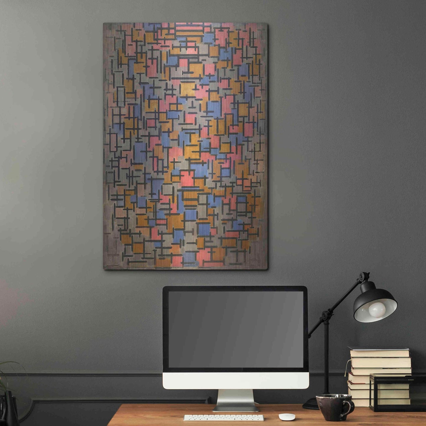 Luxe Metal Art 'Composizione, 1916' by Piet Mondrian, Metal Wall Art,24x36