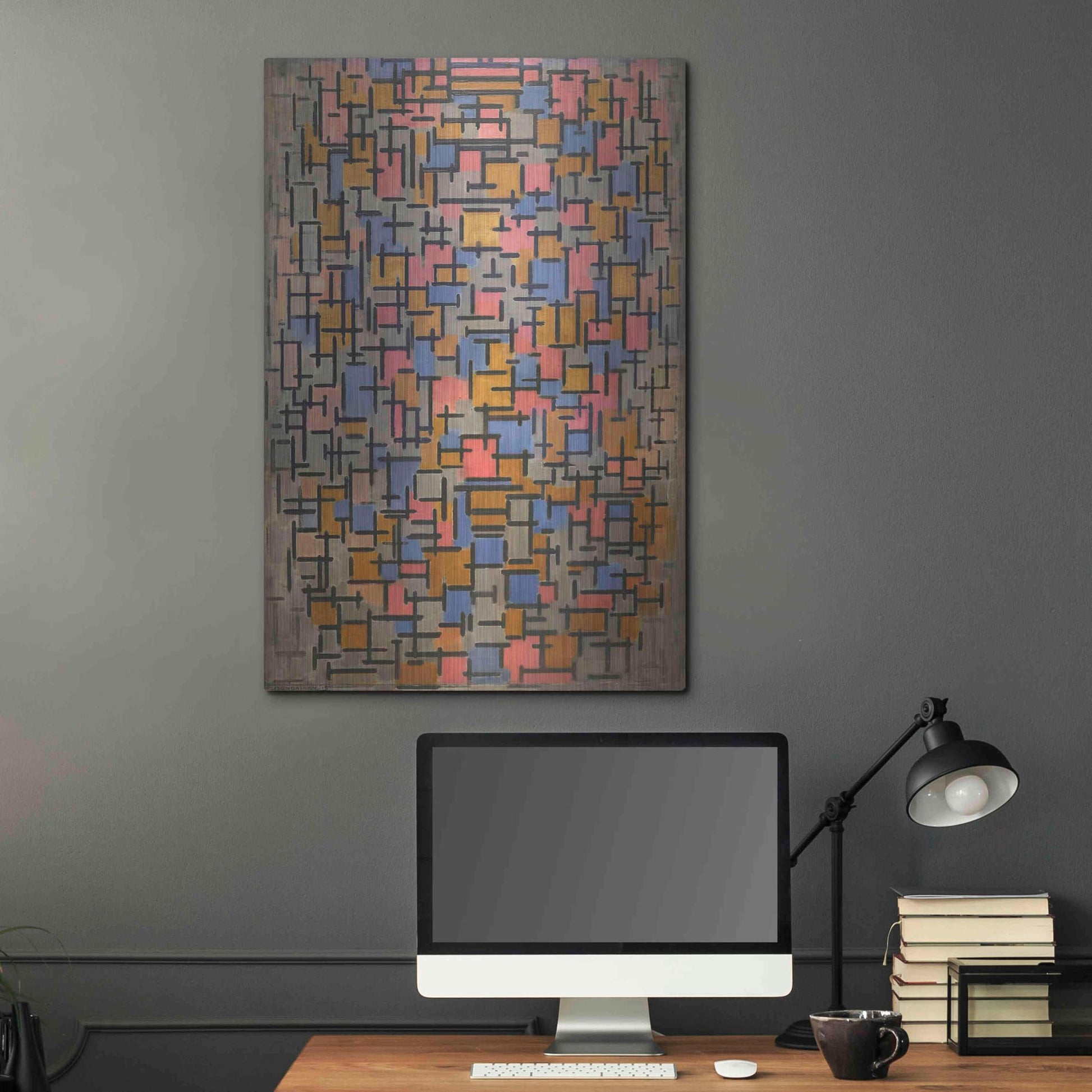 Luxe Metal Art 'Composizione, 1916' by Piet Mondrian, Metal Wall Art,24x36