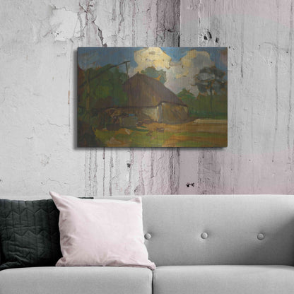 Luxe Metal Art 'Farm Building With Well In Daylight, 1907' by Piet Mondrian, Metal Wall Art,36x24