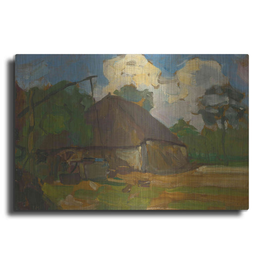 Luxe Metal Art 'Farm Building With Well In Daylight, 1907' by Piet Mondrian, Metal Wall Art