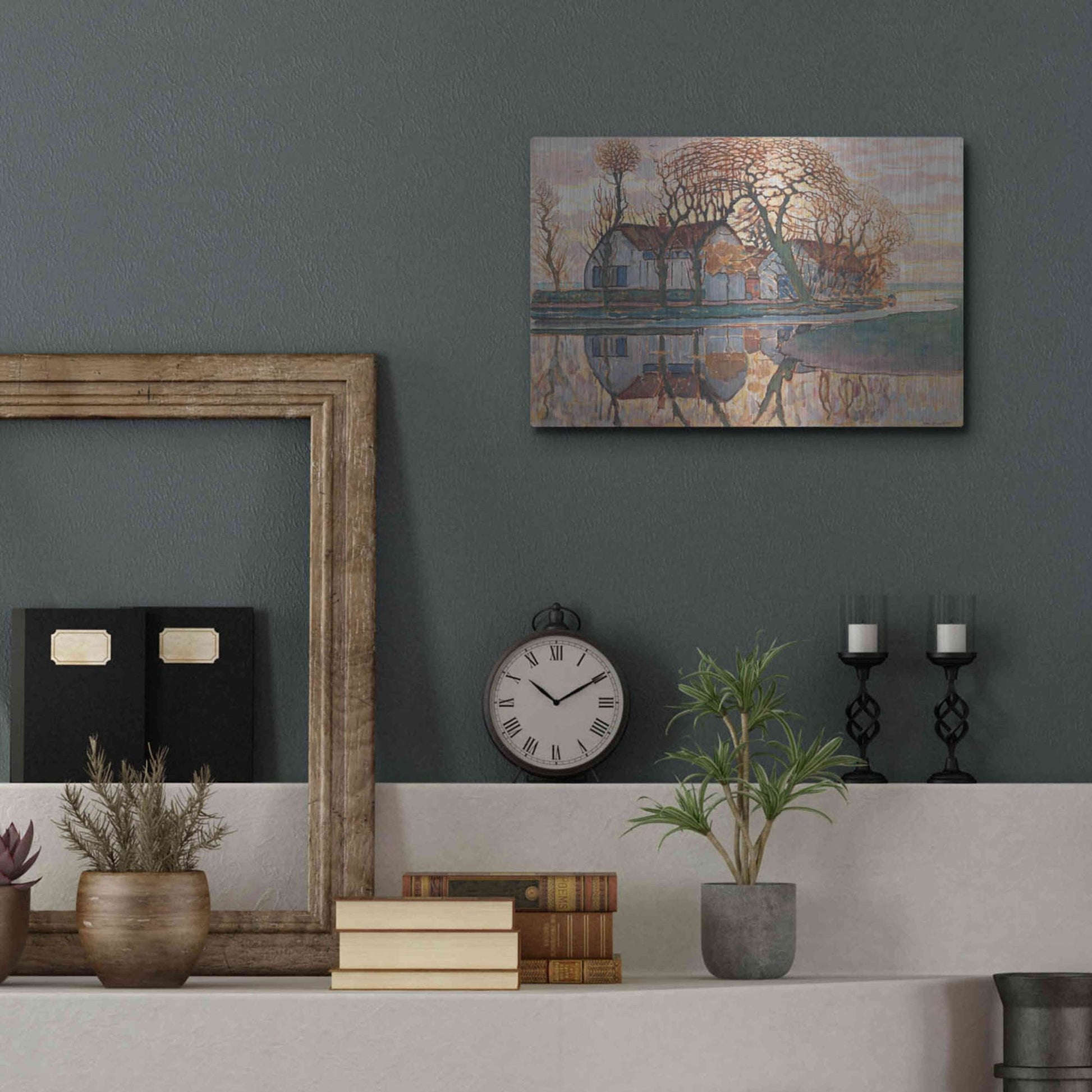 Luxe Metal Art 'Farm near Duivendrecht, 1916' by Piet Mondrian, Metal Wall Art,16x12