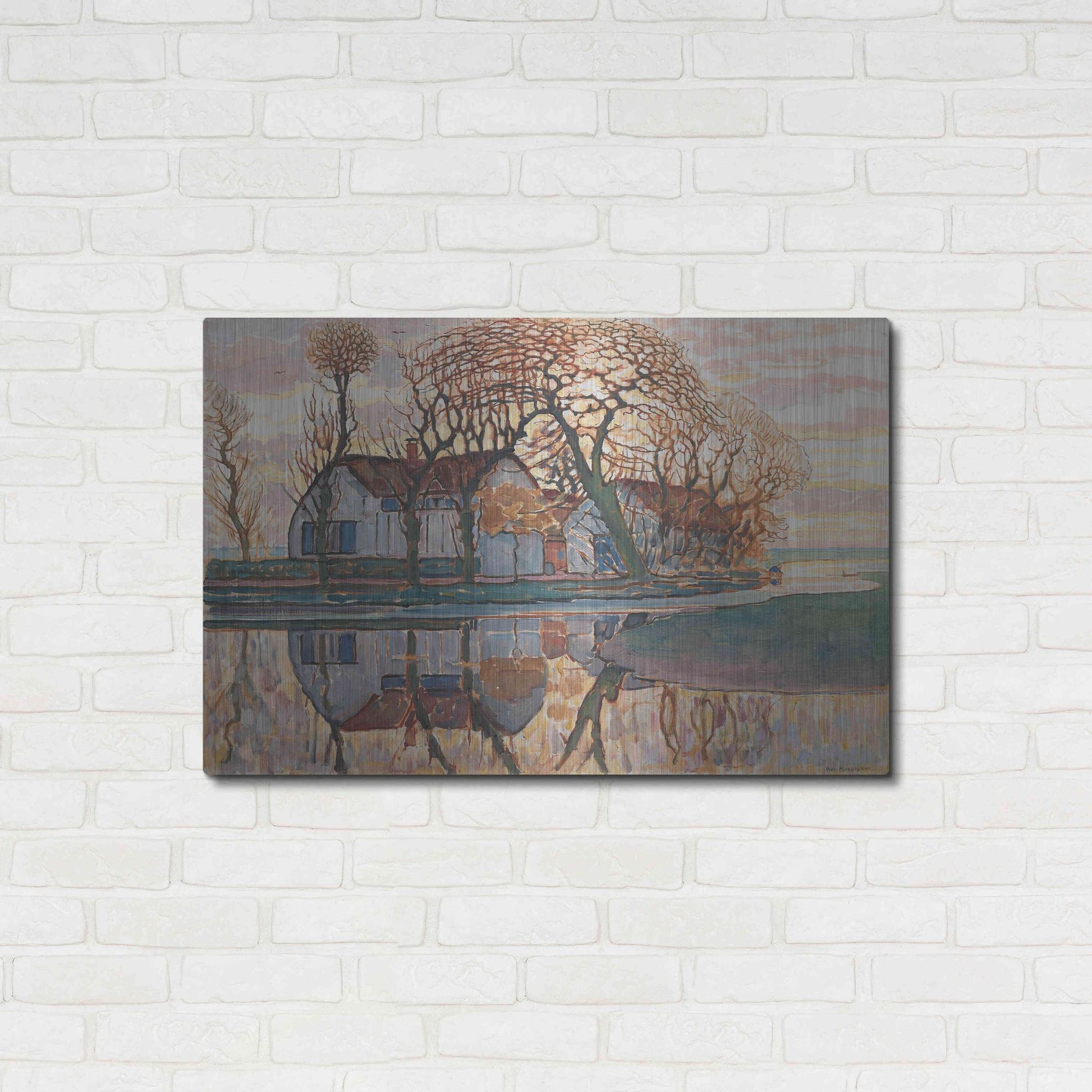 Luxe Metal Art 'Farm near Duivendrecht, 1916' by Piet Mondrian, Metal Wall Art,36x24