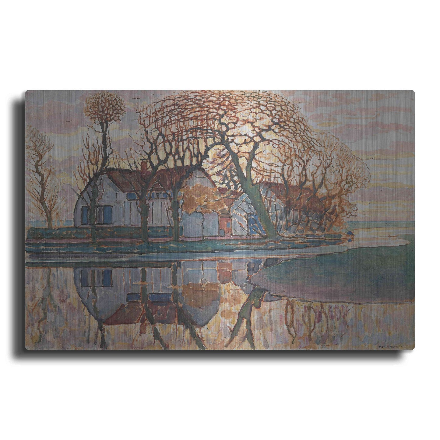 Luxe Metal Art 'Farm near Duivendrecht, 1916' by Piet Mondrian, Metal Wall Art