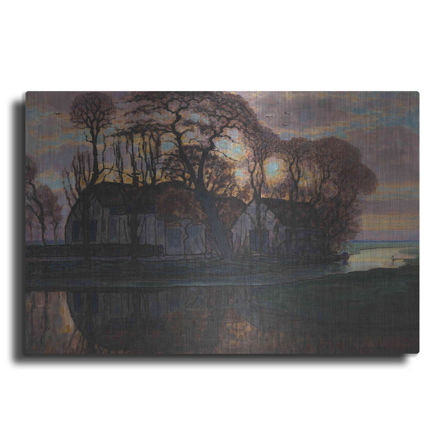 Luxe Metal Art 'Farm Near Duivendrecht, in the Evening, 1916' by Piet Mondrian, Metal Wall Art
