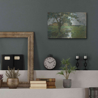 Luxe Metal Art 'Farm Settin with Foreground tree and Irrigation Ditch, 1900' by Piet Mondrian, Metal Wall Art,16x12