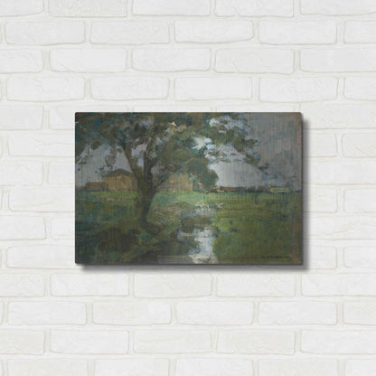 Luxe Metal Art 'Farm Settin with Foreground tree and Irrigation Ditch, 1900' by Piet Mondrian, Metal Wall Art,24x16
