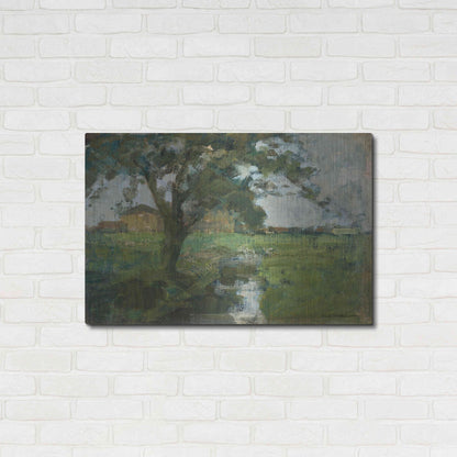 Luxe Metal Art 'Farm Settin with Foreground tree and Irrigation Ditch, 1900' by Piet Mondrian, Metal Wall Art,36x24