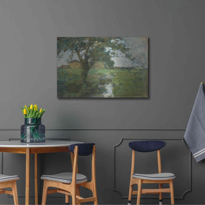 Luxe Metal Art 'Farm Settin with Foreground tree and Irrigation Ditch, 1900' by Piet Mondrian, Metal Wall Art,36x24