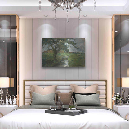 Luxe Metal Art 'Farm Settin with Foreground tree and Irrigation Ditch, 1900' by Piet Mondrian, Metal Wall Art,36x24