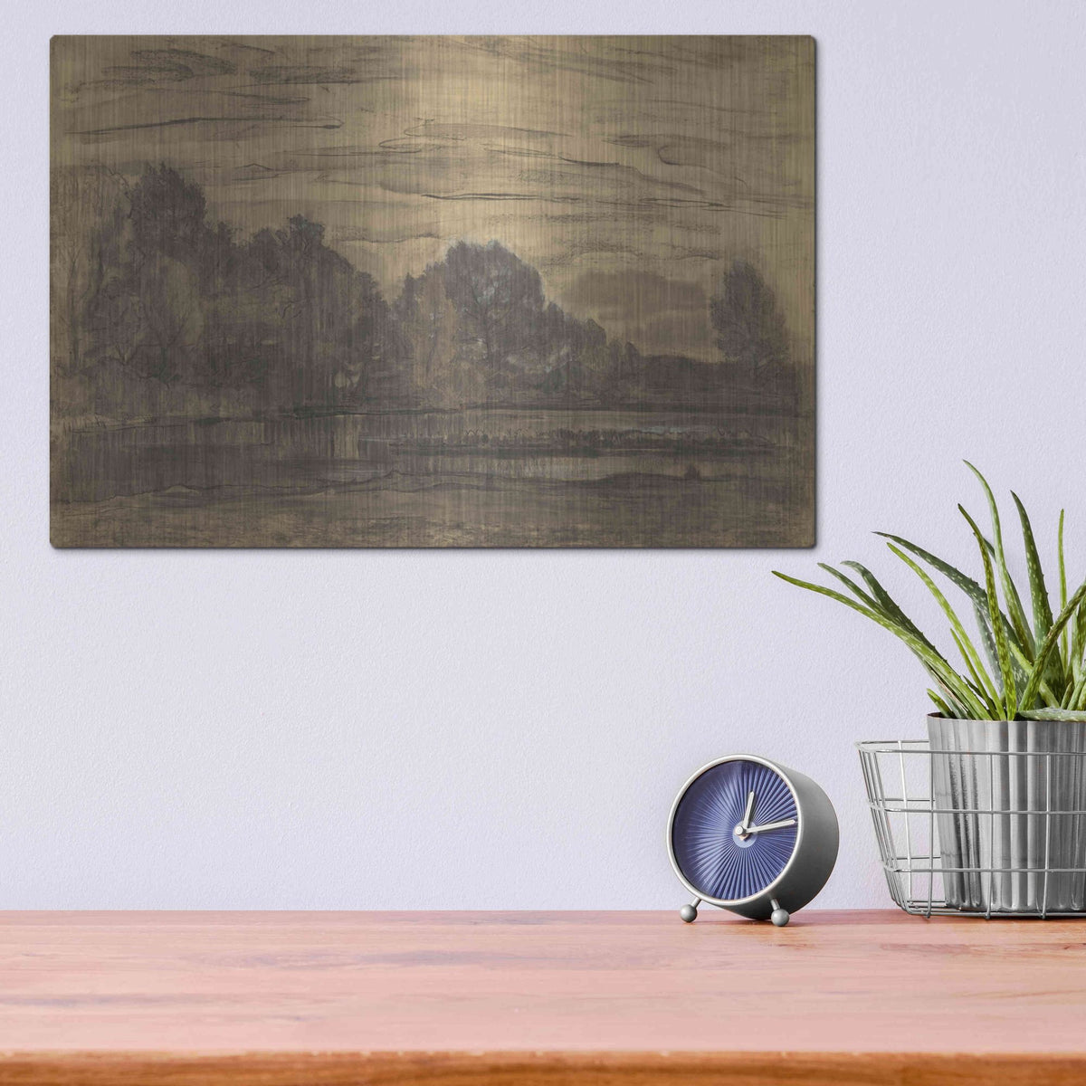 Luxe Metal Art 'Fen near Saasveld CA, 1907' by Piet Mondrian, Metal Wall Art,16x12