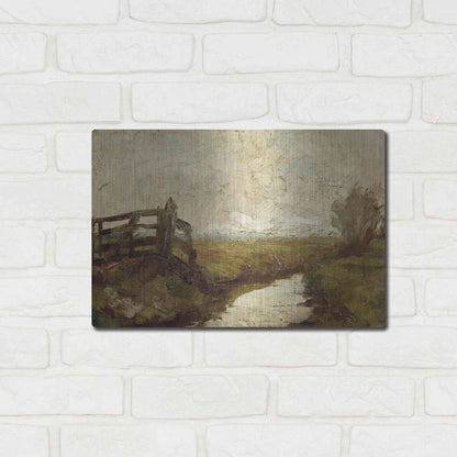 Luxe Metal Art 'Irrigation Ditch with Wood Gate at Left, 1894-1895' by Piet Mondrian, Metal Wall Art,16x12