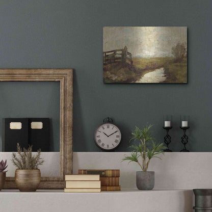 Luxe Metal Art 'Irrigation Ditch with Wood Gate at Left, 1894-1895' by Piet Mondrian, Metal Wall Art,16x12