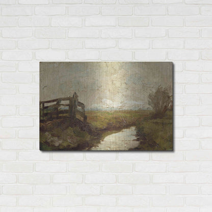 Luxe Metal Art 'Irrigation Ditch with Wood Gate at Left, 1894-1895' by Piet Mondrian, Metal Wall Art,36x24