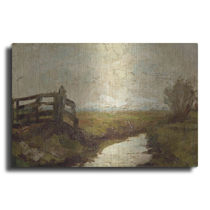 Luxe Metal Art 'Irrigation Ditch with Wood Gate at Left, 1894-1895' by Piet Mondrian, Metal Wall Art