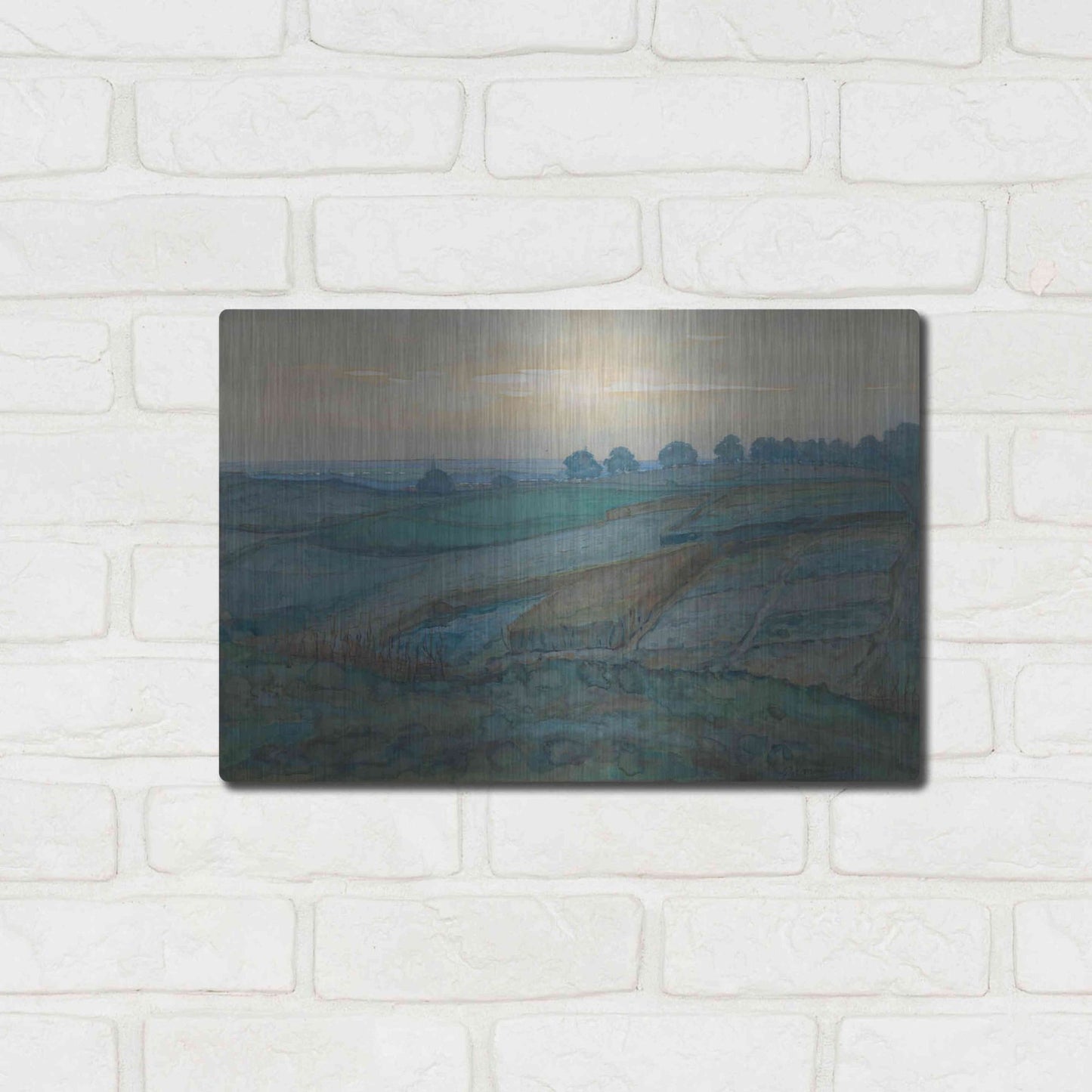 Luxe Metal Art 'Landscape near Arnhem, 1900–1901' by Piet Mondrian, Metal Wall Art,16x12