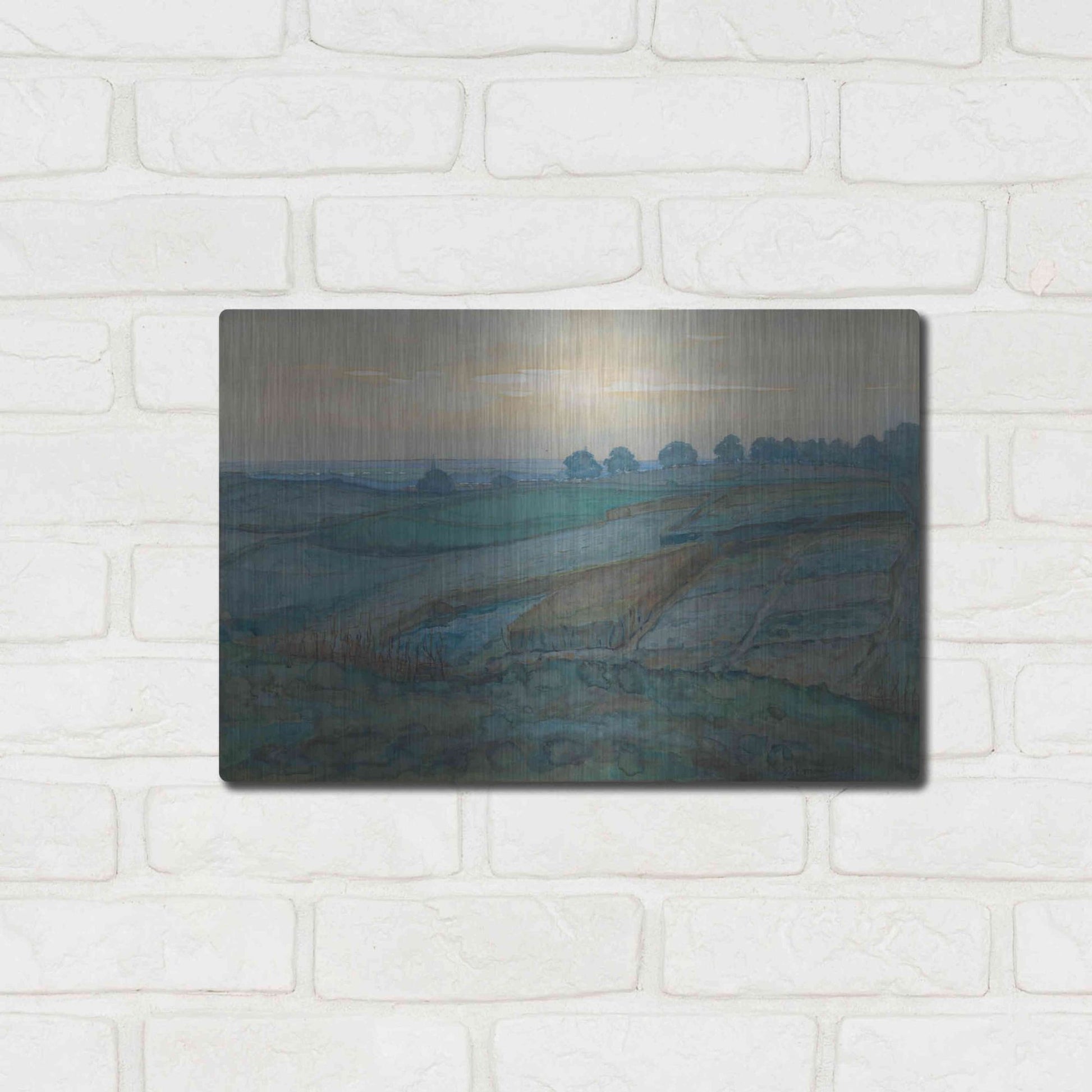 Luxe Metal Art 'Landscape near Arnhem, 1900–1901' by Piet Mondrian, Metal Wall Art,16x12