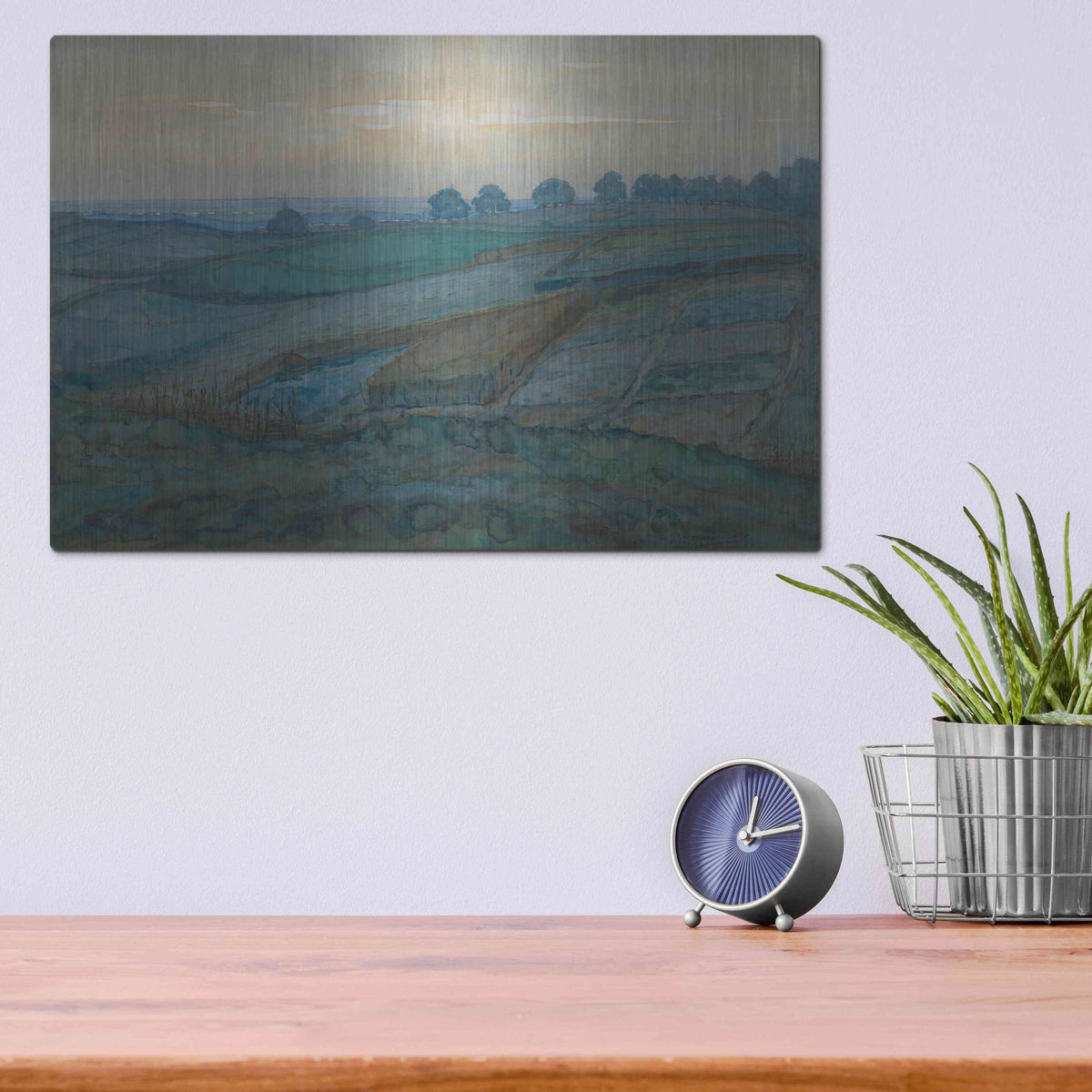 Luxe Metal Art 'Landscape near Arnhem, 1900–1901' by Piet Mondrian, Metal Wall Art,16x12