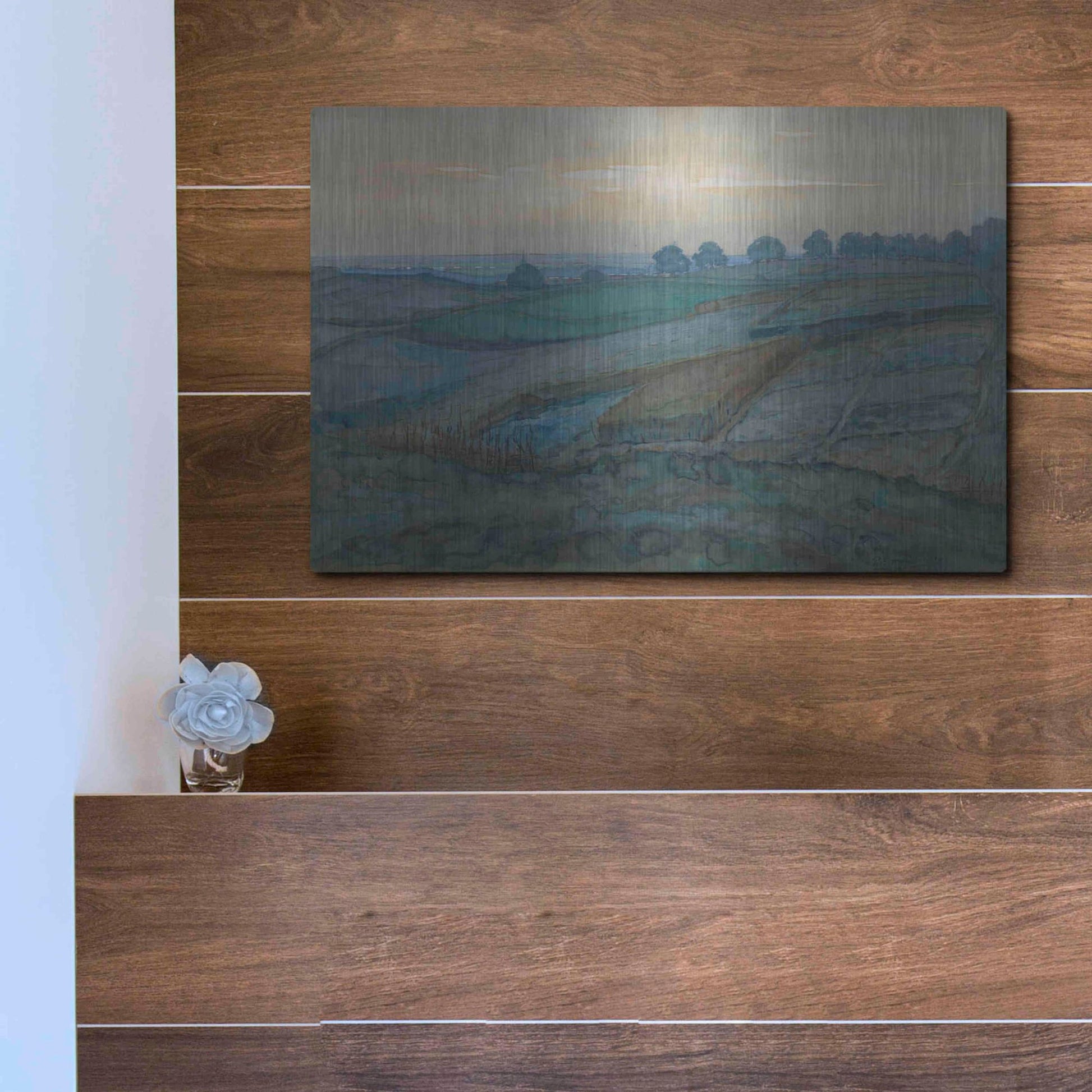 Luxe Metal Art 'Landscape near Arnhem, 1900–1901' by Piet Mondrian, Metal Wall Art,16x12