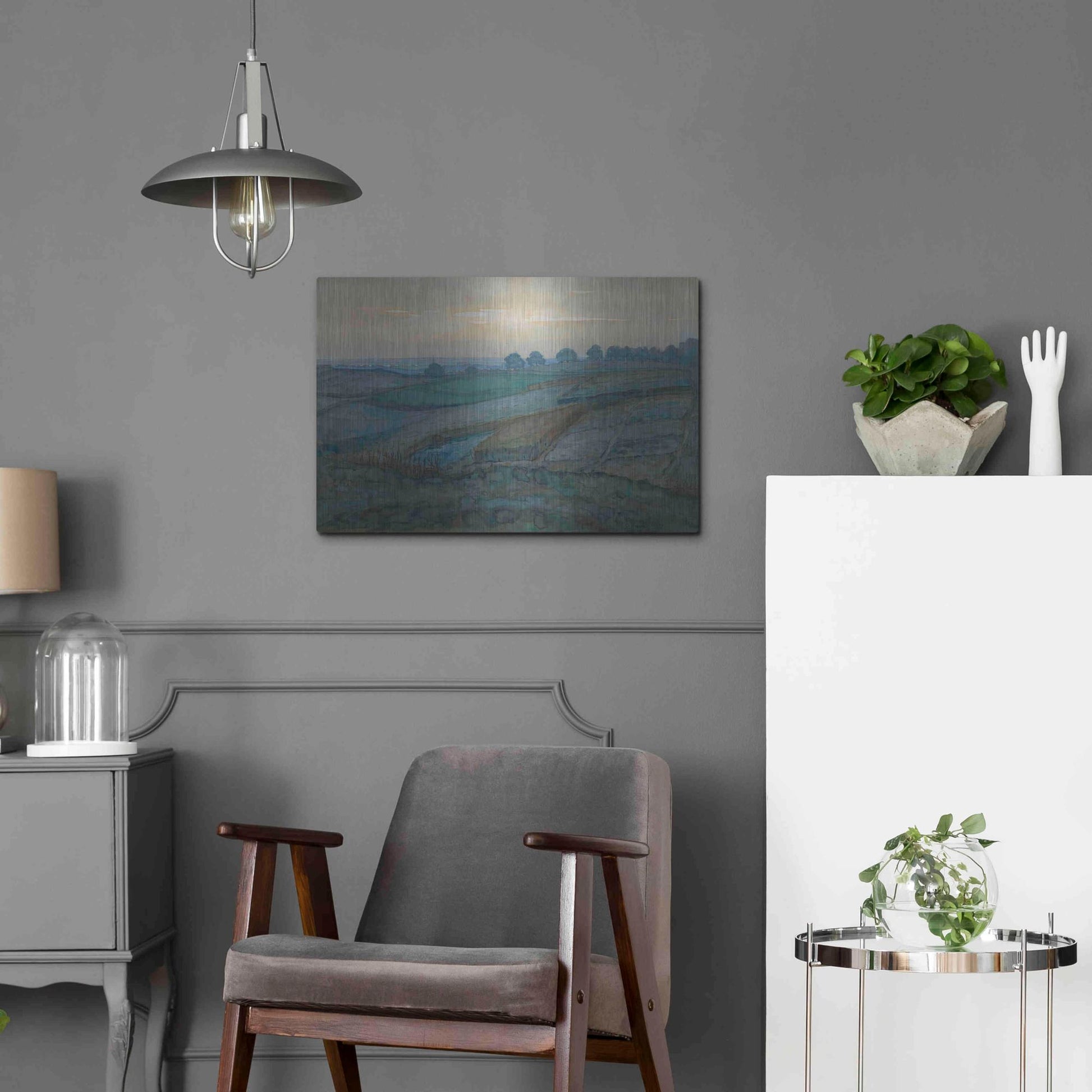 Luxe Metal Art 'Landscape near Arnhem, 1900–1901' by Piet Mondrian, Metal Wall Art,24x16