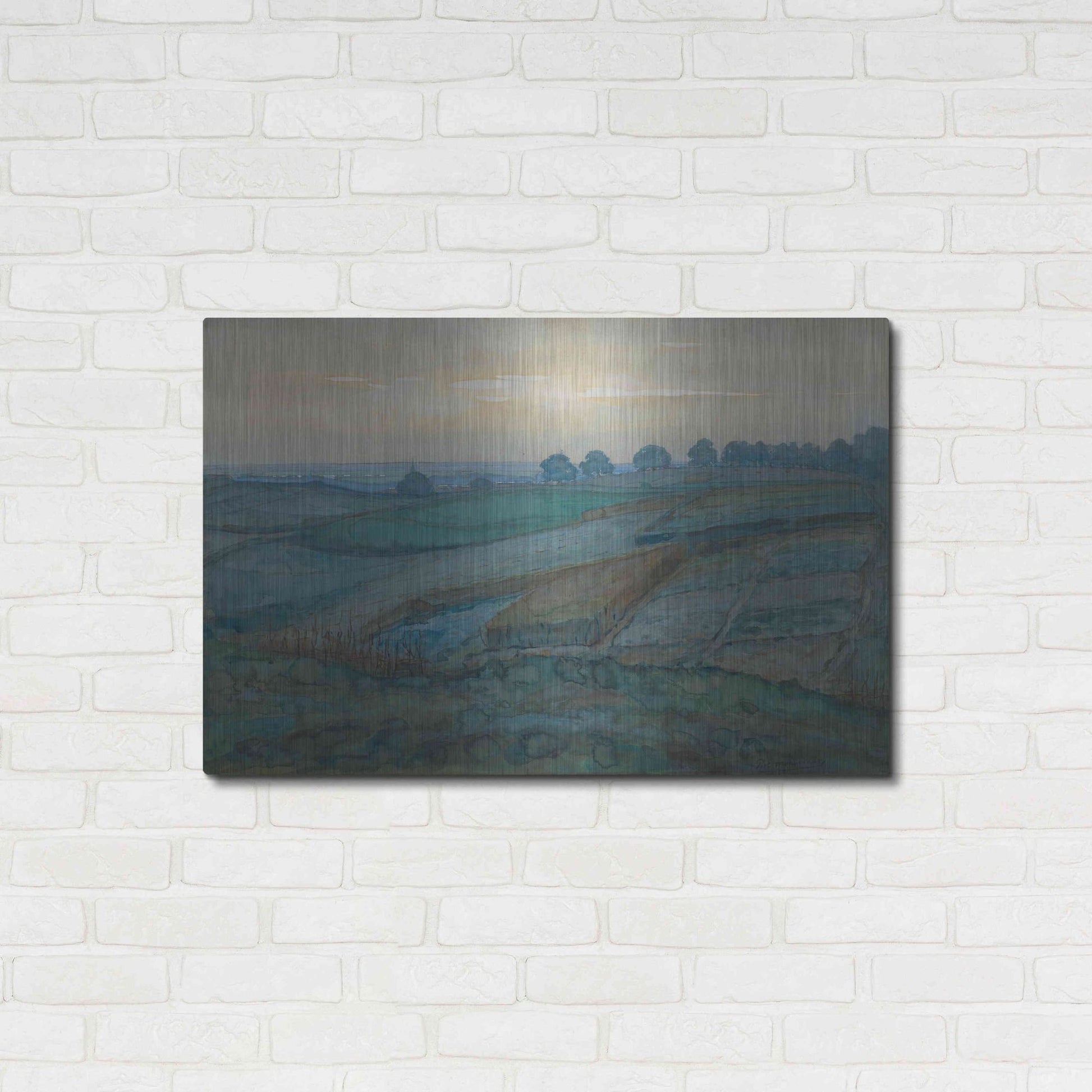 Luxe Metal Art 'Landscape near Arnhem, 1900–1901' by Piet Mondrian, Metal Wall Art,36x24