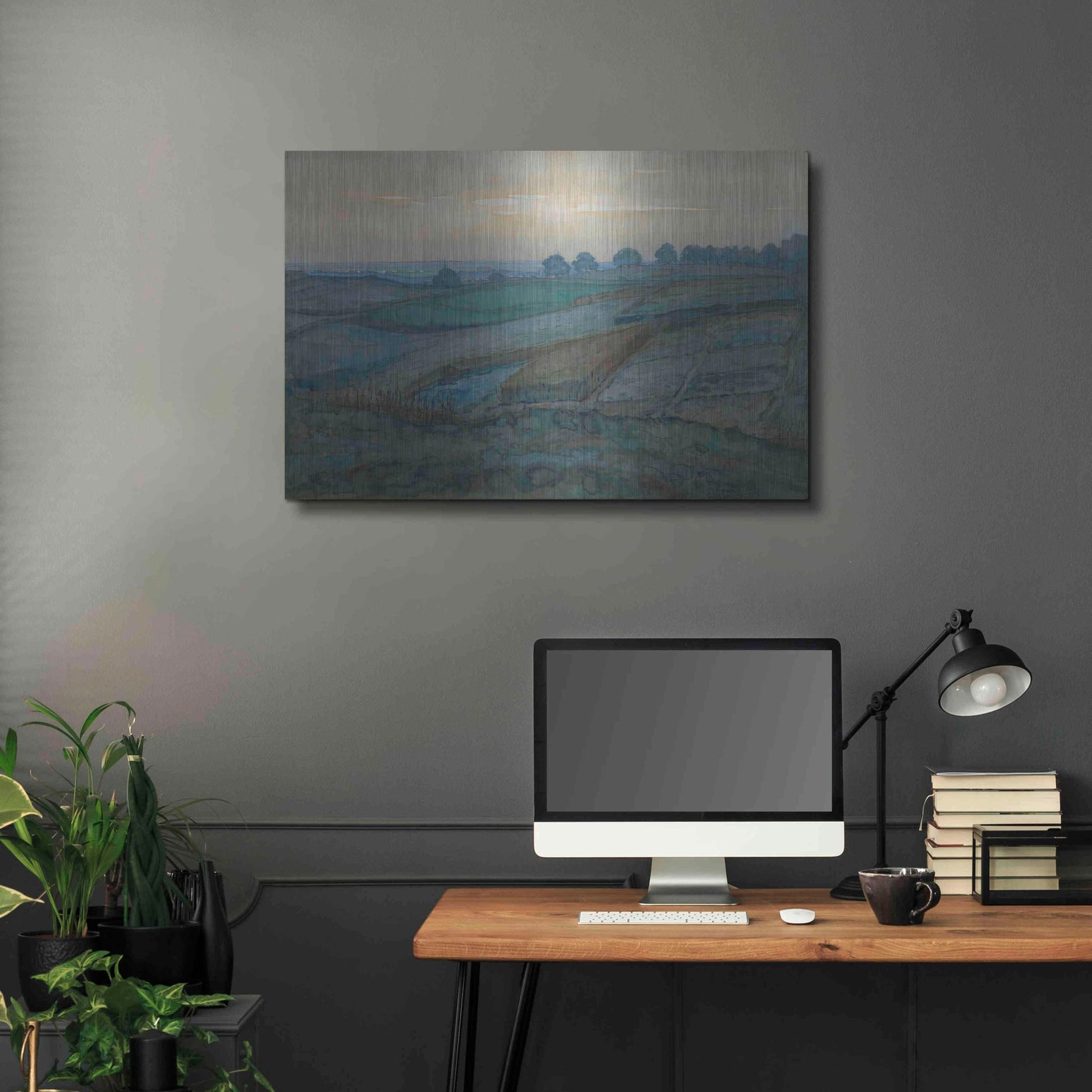 Luxe Metal Art 'Landscape near Arnhem, 1900–1901' by Piet Mondrian, Metal Wall Art,36x24