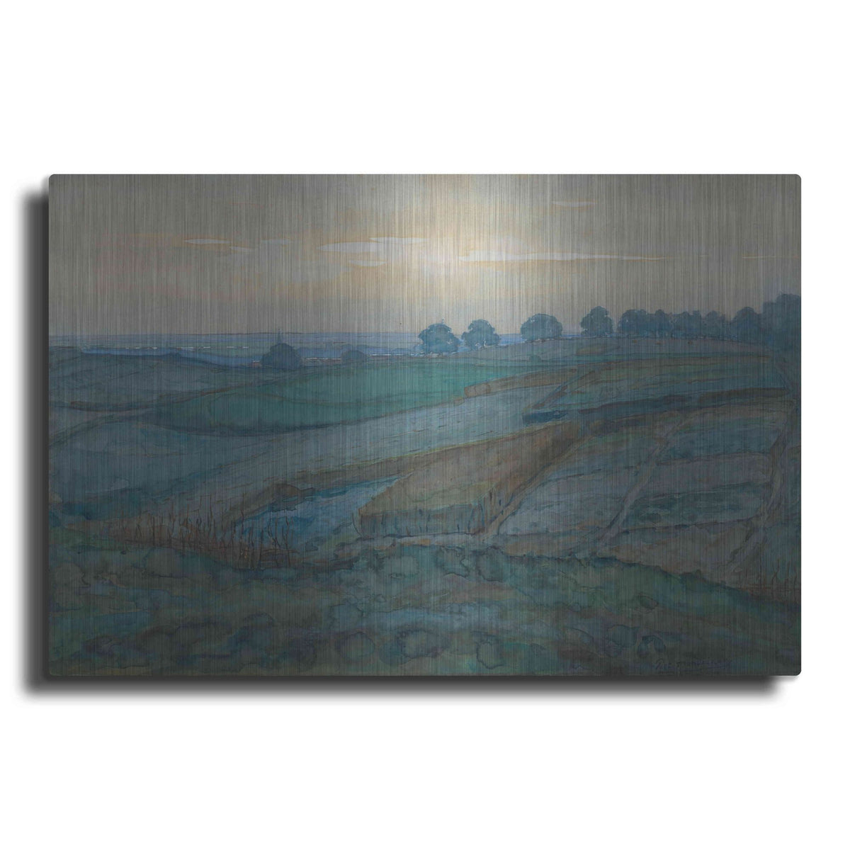 Luxe Metal Art 'Landscape near Arnhem, 1900–1901' by Piet Mondrian, Metal Wall Art