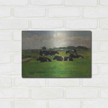 Luxe Metal Art 'Landscape With Group Of Five Cows, 1901-02' by Piet Mondrian, Metal Wall Art,16x12