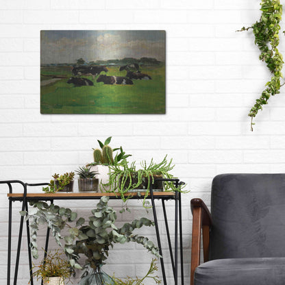 Luxe Metal Art 'Landscape With Group Of Five Cows, 1901-02' by Piet Mondrian, Metal Wall Art,16x12