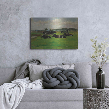 Luxe Metal Art 'Landscape With Group Of Five Cows, 1901-02' by Piet Mondrian, Metal Wall Art,36x24