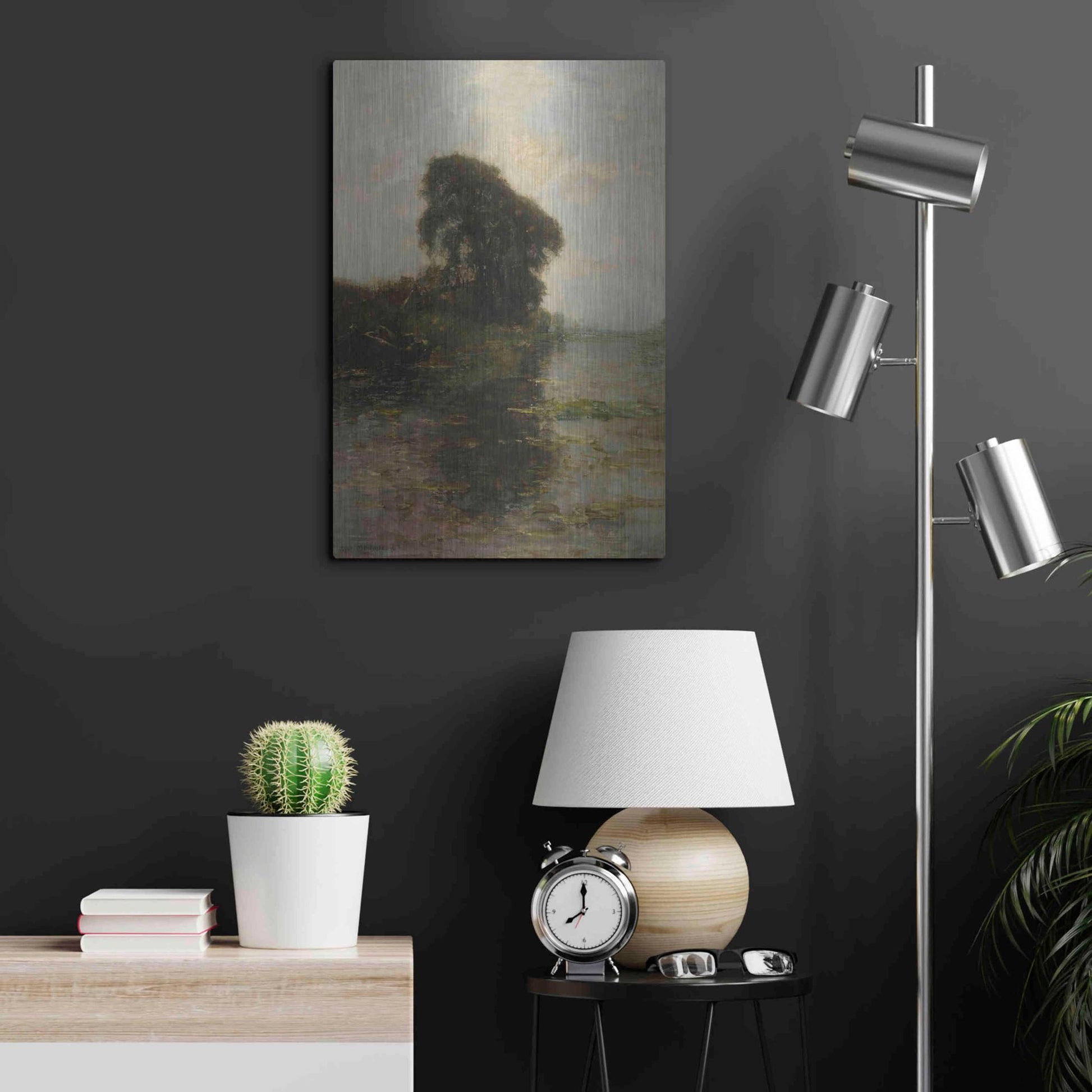 Luxe Metal Art 'Landzicht Farm under Light Blue Sky, 1906' by Piet Mondrian, Metal Wall Art,16x24