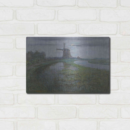 Luxe Metal Art 'Oostzijdse Mill along the River Gein by Moonlight, 1903' by Piet Mondrian, Metal Wall Art,16x12