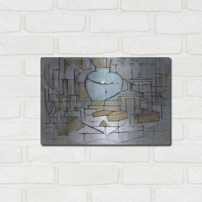 Luxe Metal Art 'Still Life with Gingerpot II, 1912' by Piet Mondrian, Metal Wall Art,16x12