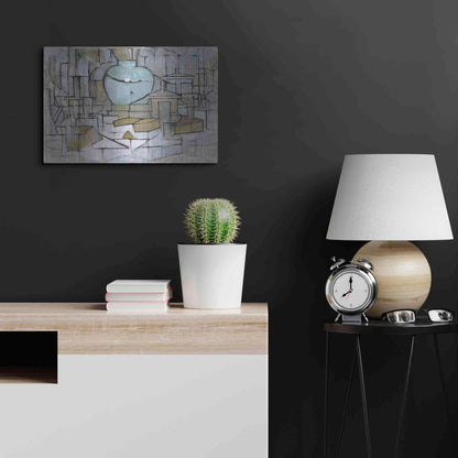 Luxe Metal Art 'Still Life with Gingerpot II, 1912' by Piet Mondrian, Metal Wall Art,24x16