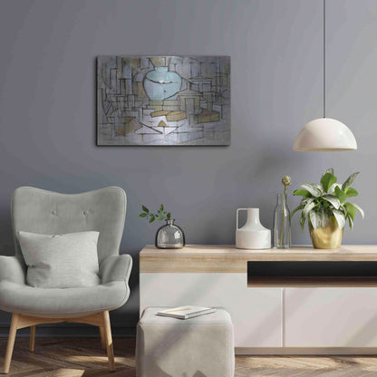 Luxe Metal Art 'Still Life with Gingerpot II, 1912' by Piet Mondrian, Metal Wall Art,24x16