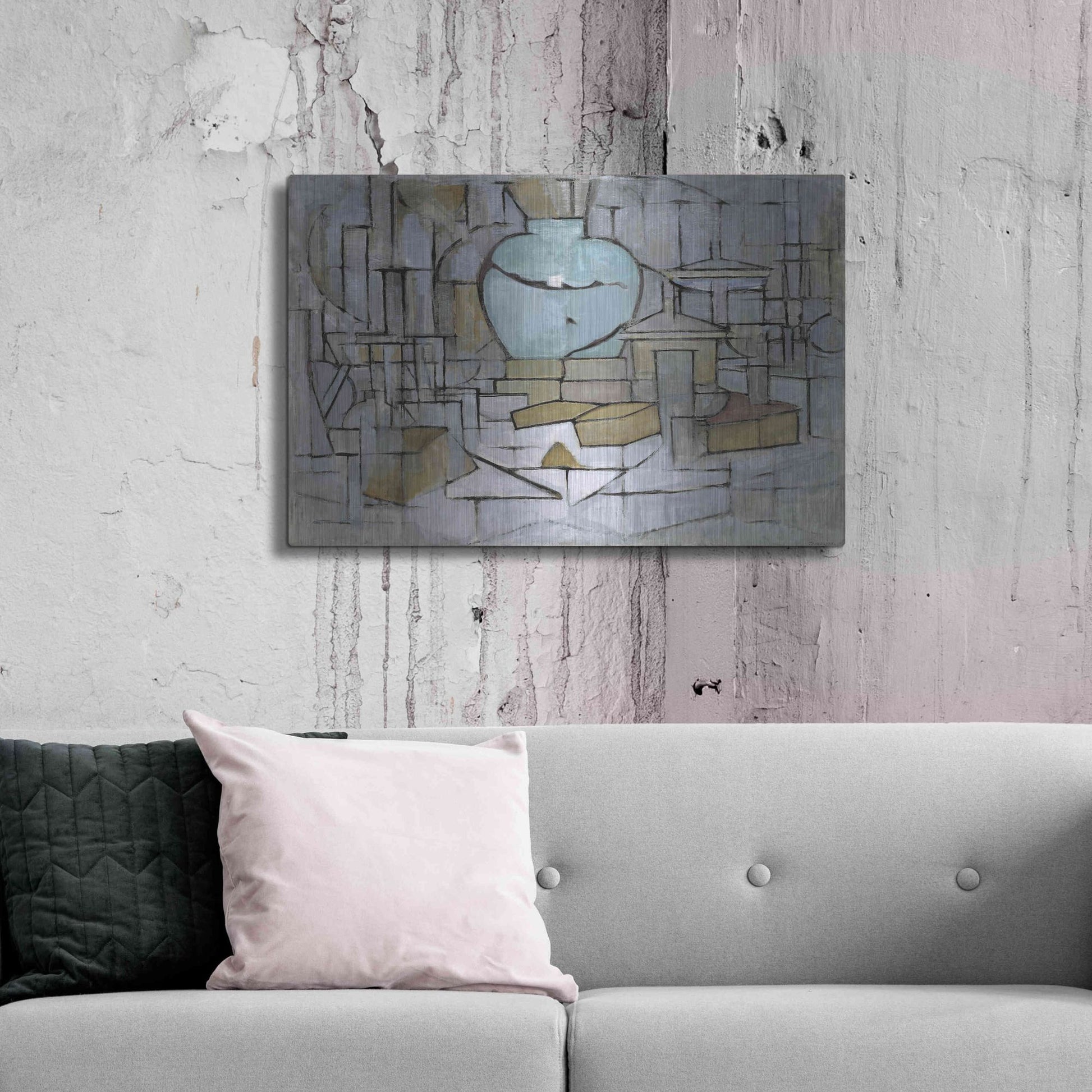 Luxe Metal Art 'Still Life with Gingerpot II, 1912' by Piet Mondrian, Metal Wall Art,36x24