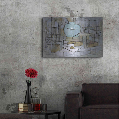 Luxe Metal Art 'Still Life with Gingerpot II, 1912' by Piet Mondrian, Metal Wall Art,36x24