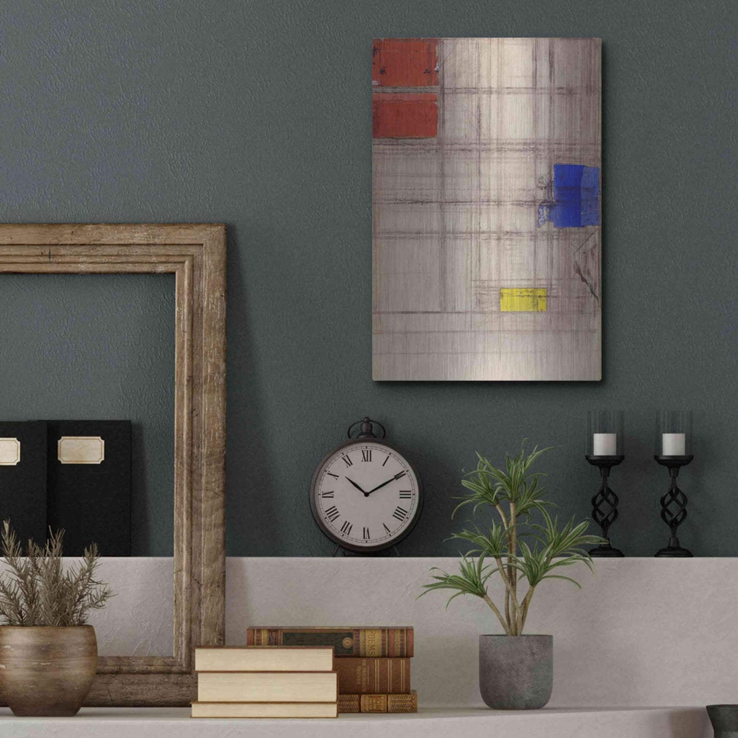 Luxe Metal Art 'Study for a Composition, 1940–1941' by Piet Mondrian, Metal Wall Art,12x16