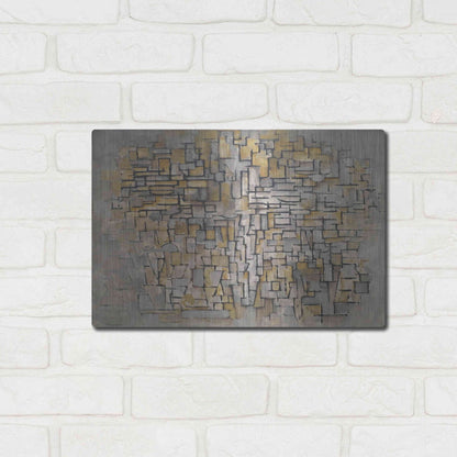 Luxe Metal Art 'Tableau No. 2, Composition No. VII, 1913' by Piet Mondrian, Metal Wall Art,16x12