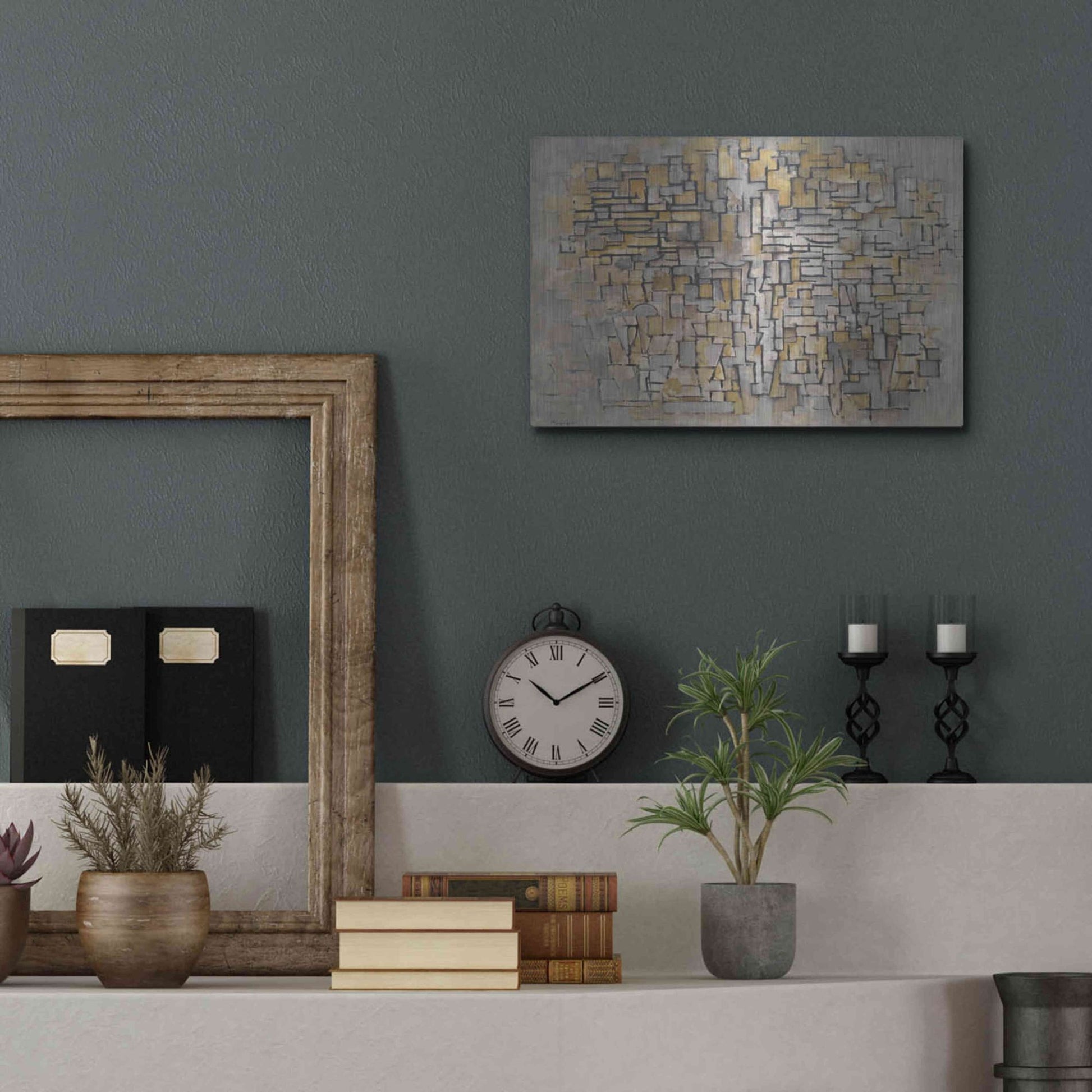 Luxe Metal Art 'Tableau No. 2, Composition No. VII, 1913' by Piet Mondrian, Metal Wall Art,16x12