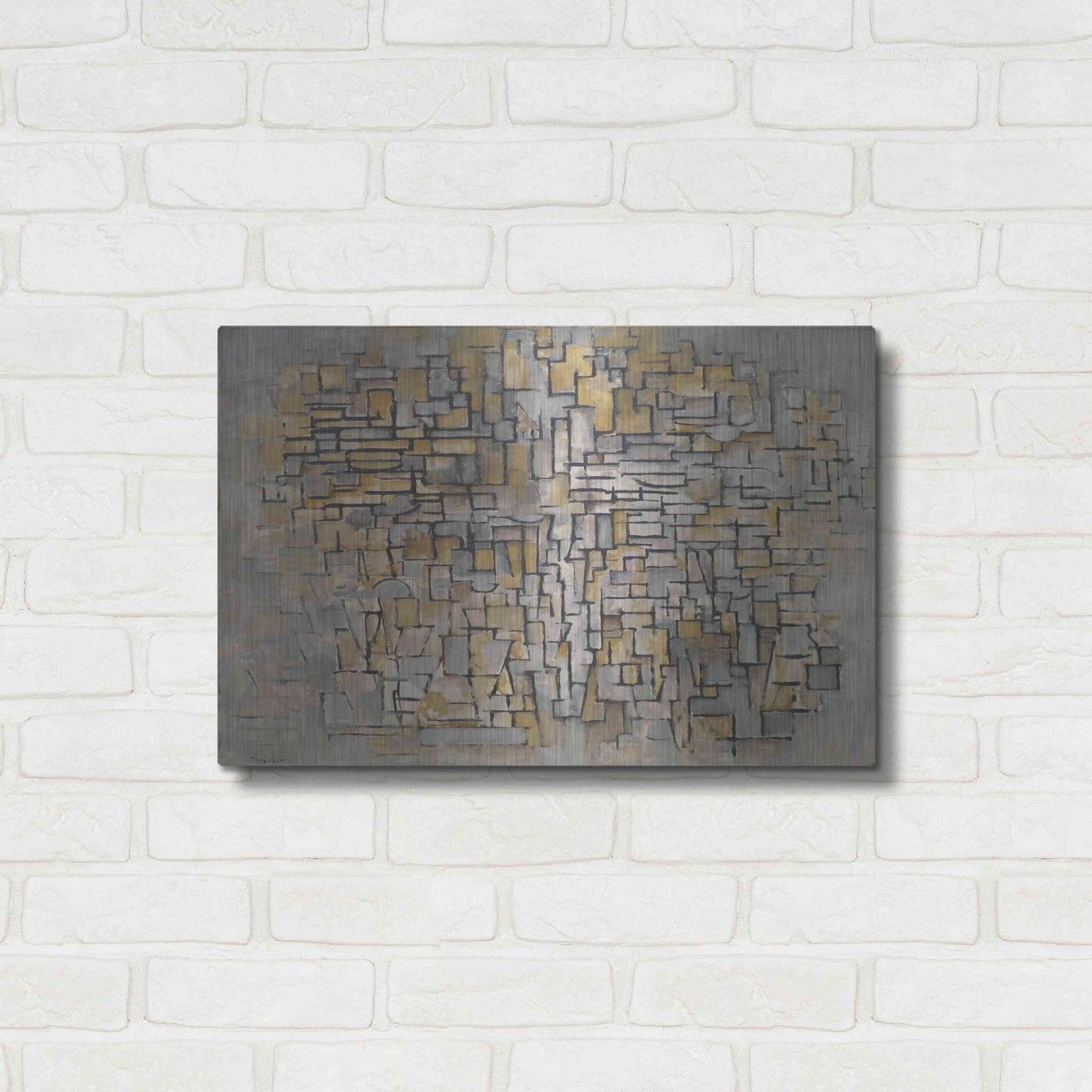 Luxe Metal Art 'Tableau No. 2, Composition No. VII, 1913' by Piet Mondrian, Metal Wall Art,24x16